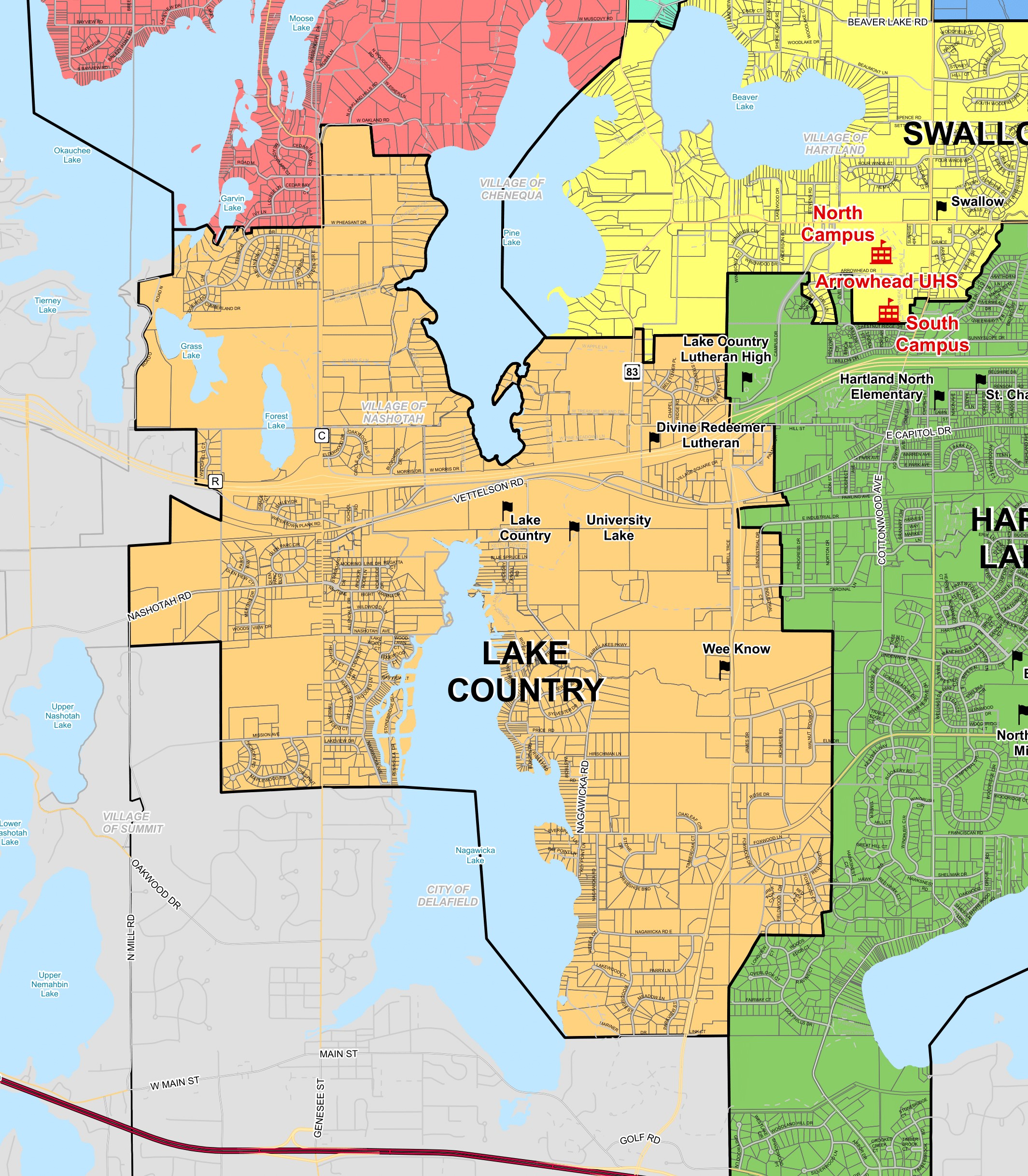 Lake Country School District District Boundary Map